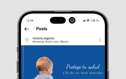Submark logo variation for Victoria Seguros, an insurance agent, used as her Instagram profile picture, keeping her branding clear, legible, and consistent across social media.